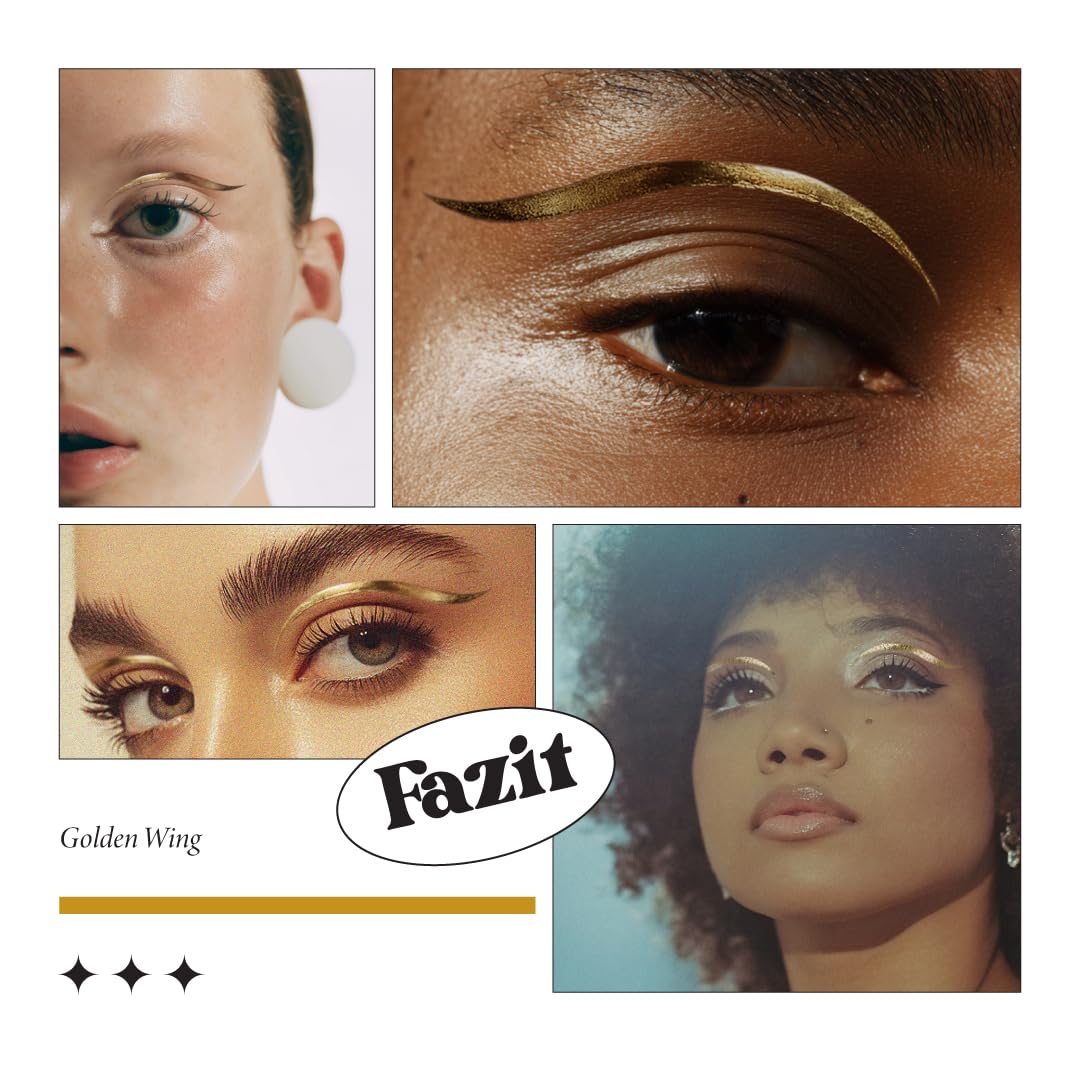 Fazit Makeup Patches - Golden Wing Eyes - Glow Up Make-Up Patches - Cute Glitter Makeup Accessories For Women - Cosmetic Glitter For Face Beauty & Personal Care Fazit
