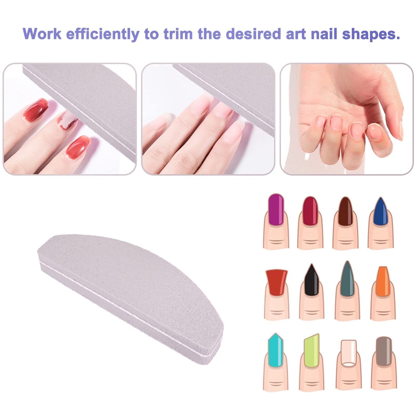 20 PCs Nail Buffers, Double Sided Nail Files Buffer Blocks 100/180 Grit Portable Washable Sanding Buffing File Arc Shape (Grey) Beauty & Personal Care GigaGround