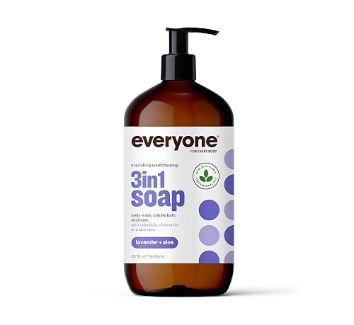 Everyone 3-in-1 Soap, Body Wash, Bubble Bath, Shampoo, 32 Ounce (Pack of 1), Lavender and Aloe, made with Essential Oils for Men and Women Beauty & Personal Care everyone for every body