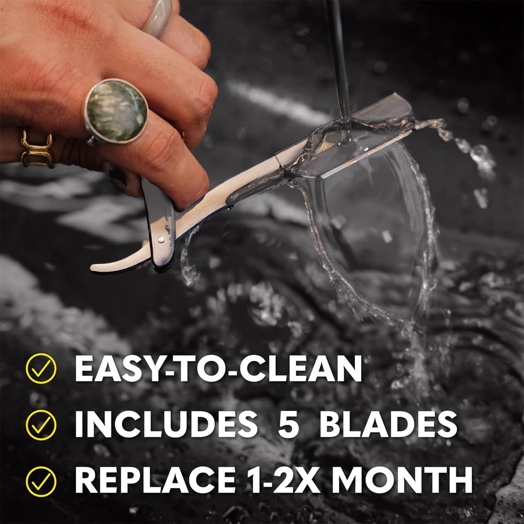 The Beard Club Straight Razor for Men - Navajas Para Barbero - Barber Straight Edge Razor Kit - Single Derby Blade Cutthroat With 5 Replaceable Beauty and Personal Care The Beard Club