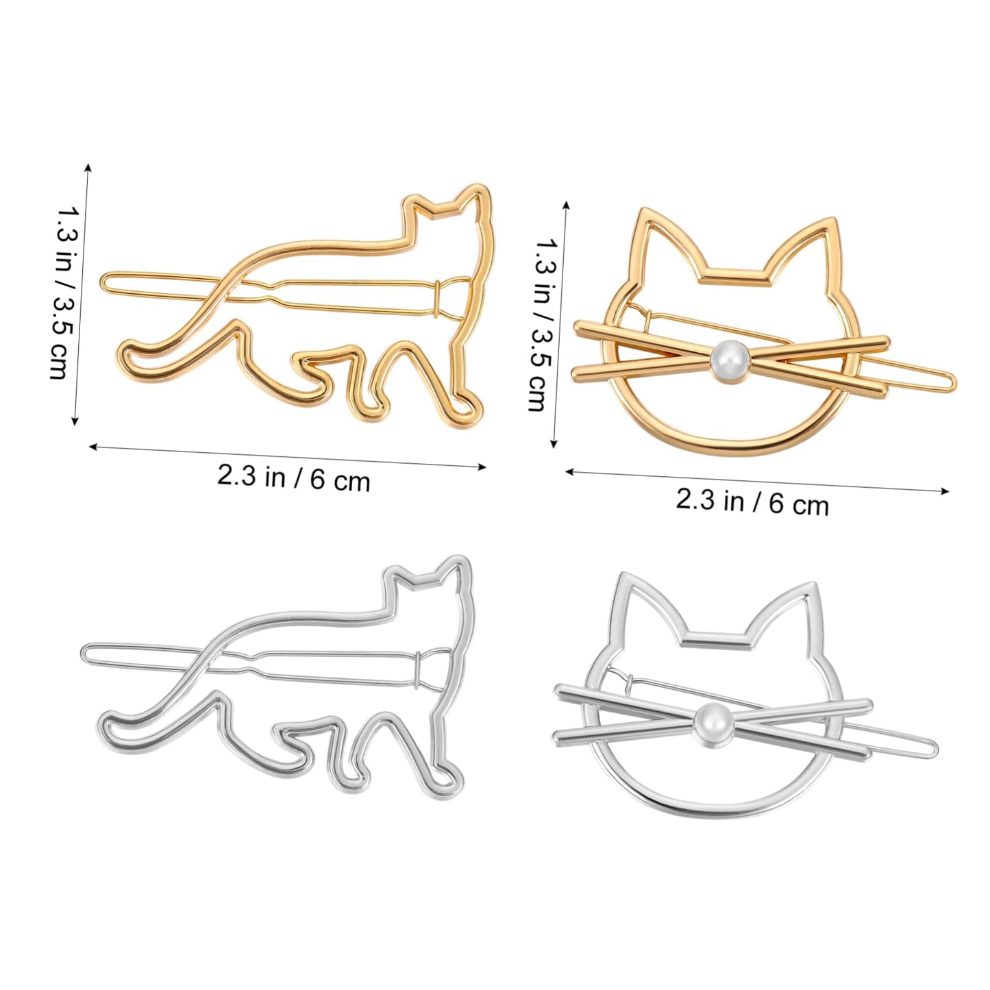 FRCOLOR Cat Hair Clip, 4 Pieces Metal Novelty Pearl Cat Shaped Hair Clips Cute Small Cat Barrettes Hairpins for Women Girls Beauty & Personal Care FRCOLOR