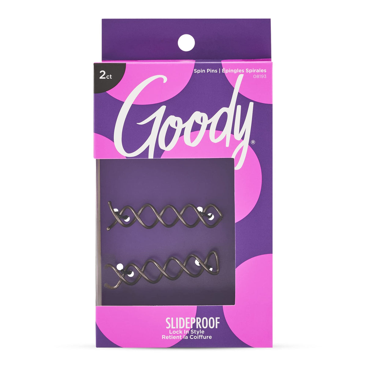 Goody Mini Spin Pins, 2 Ct, Spiral Clips for Quick & Easy Buns, All-Day Hold Twist Corkscrew Bobby Pins, Pain-Free Hair Accessories for Women, Men