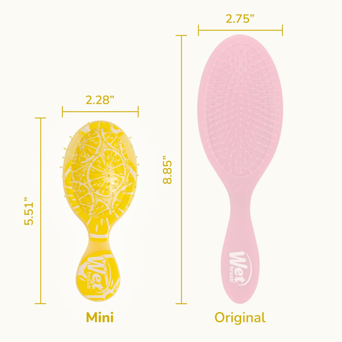 Wet Brush Mini Detangler Hair Brush, Lemon (Tutti Fruitti), Detangling Travel Hairbrush, Ultra-Soft IntelliFlex Bristles Glide Through Tangles with
