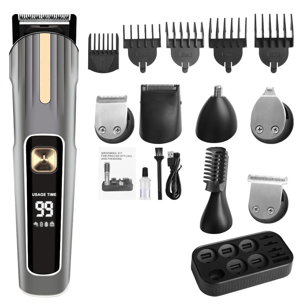 GLESVOWIO Multifunctional Beard Trimmer for Men Waterproof Electric Razor for Nose Body Face & Mustache 6 in 1 Cordless Hair Clippers Shavers Grooming Beauty and Personal Care GLESVOWIO