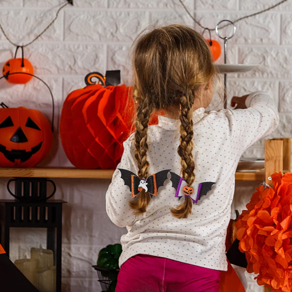 4 Pcs Halloween Hair Bows, Glittering Ghost Spider Hair Clips for Girls, Spider Hair Bows for Woman, Pumpkin Hairpins for Kids, Cartoon Halloween Hair Beauty & Personal Care ALIBBON