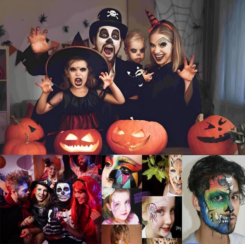 Face Body Painting Kit,Washable Safe Facepaint Makeup Party Pack Including CrayonsPlettes Brushes Pad Stencils for Halloween School Events Birthday Beauty & Personal Care Deepcolorpy