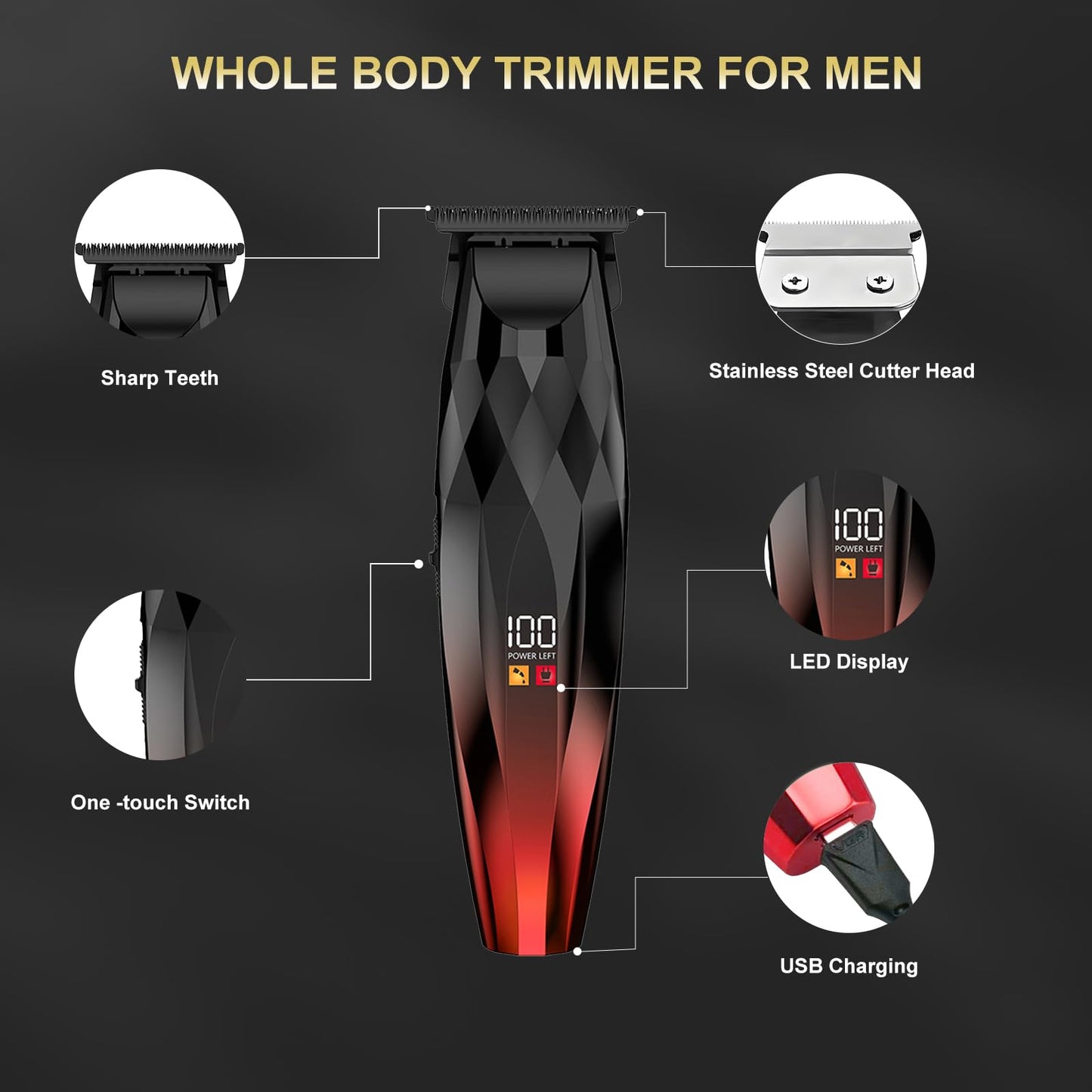 WAIKIL Professional Hair Clipper and Trimmer Set for Men, Cordless Barber Clippers with LED Display, Rechargeable Hair Cutting Kit for Hair, Beard Beauty and Personal Care WAIKIL