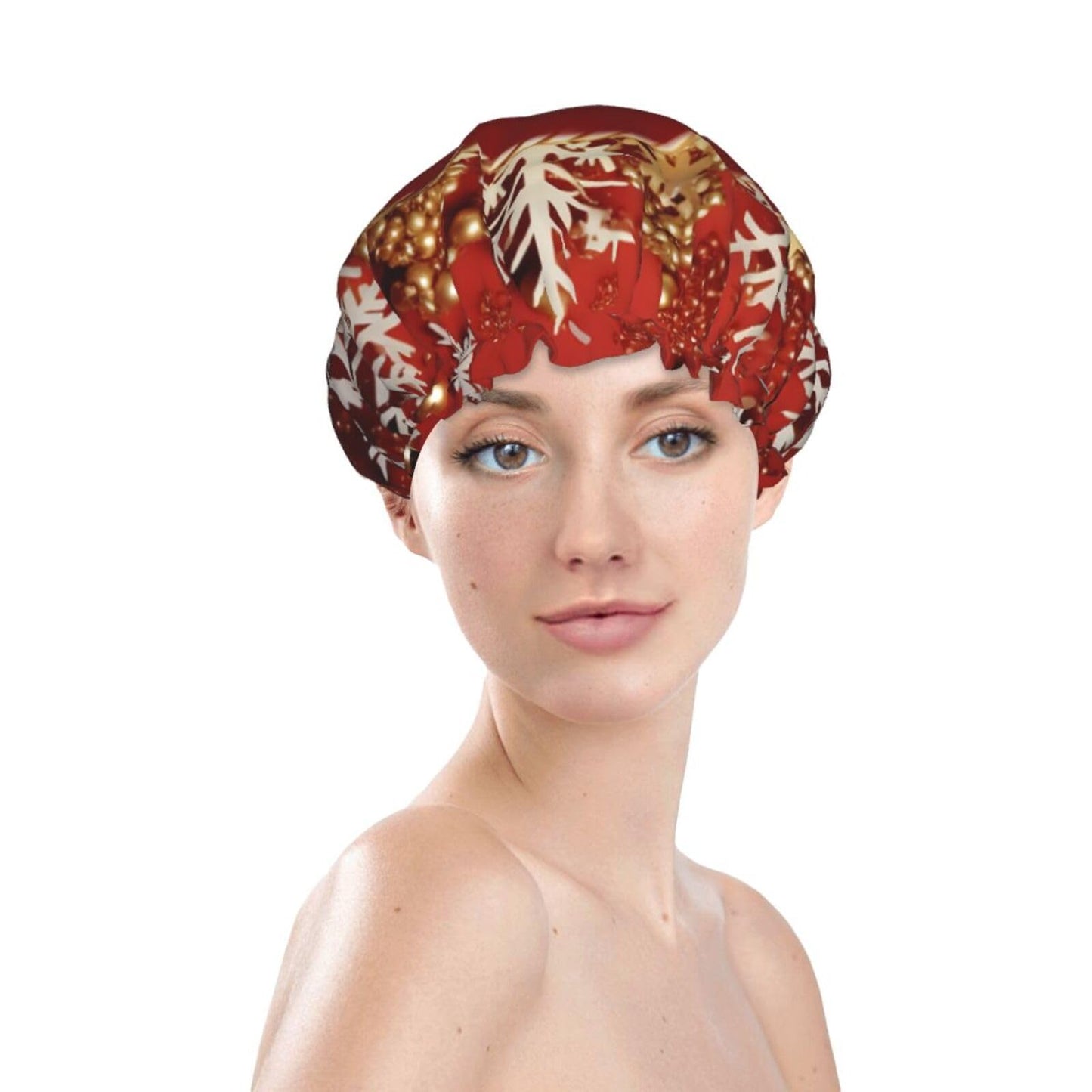 Merry Christmas Too Shower Cap For Women Reusable Double Layers Bathing Bath Cap Hair Caps Waterproof Elastic Band Ladies Spa Salon Shower Hat Hair Beauty and Personal Care GDSHJKLW