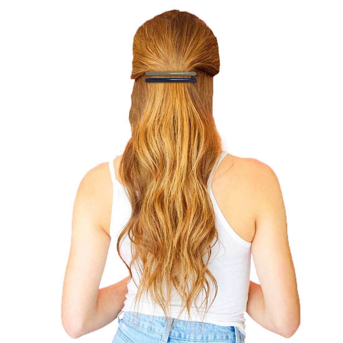 HYFEEL Skinny Hair Barrettes for Women Long Simple Acrylic French Hair Clips Elegant Classic Hairpins Steel Clip Clamp Girls Hair Accessories Navy Beauty & Personal Care HYFEEL