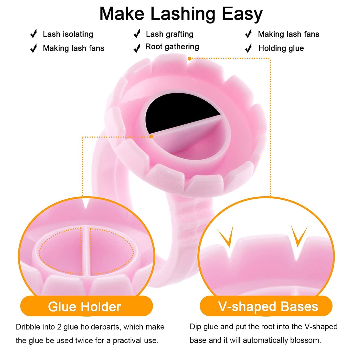 Lash Extensions Supplies,100PCS Glue Rings, Lash Glue Holder for Volume Lashes Fan, Eyelash Ring Cup for Eyelash Extension Supplies Beauty & Personal Care Beauty Junko Pro