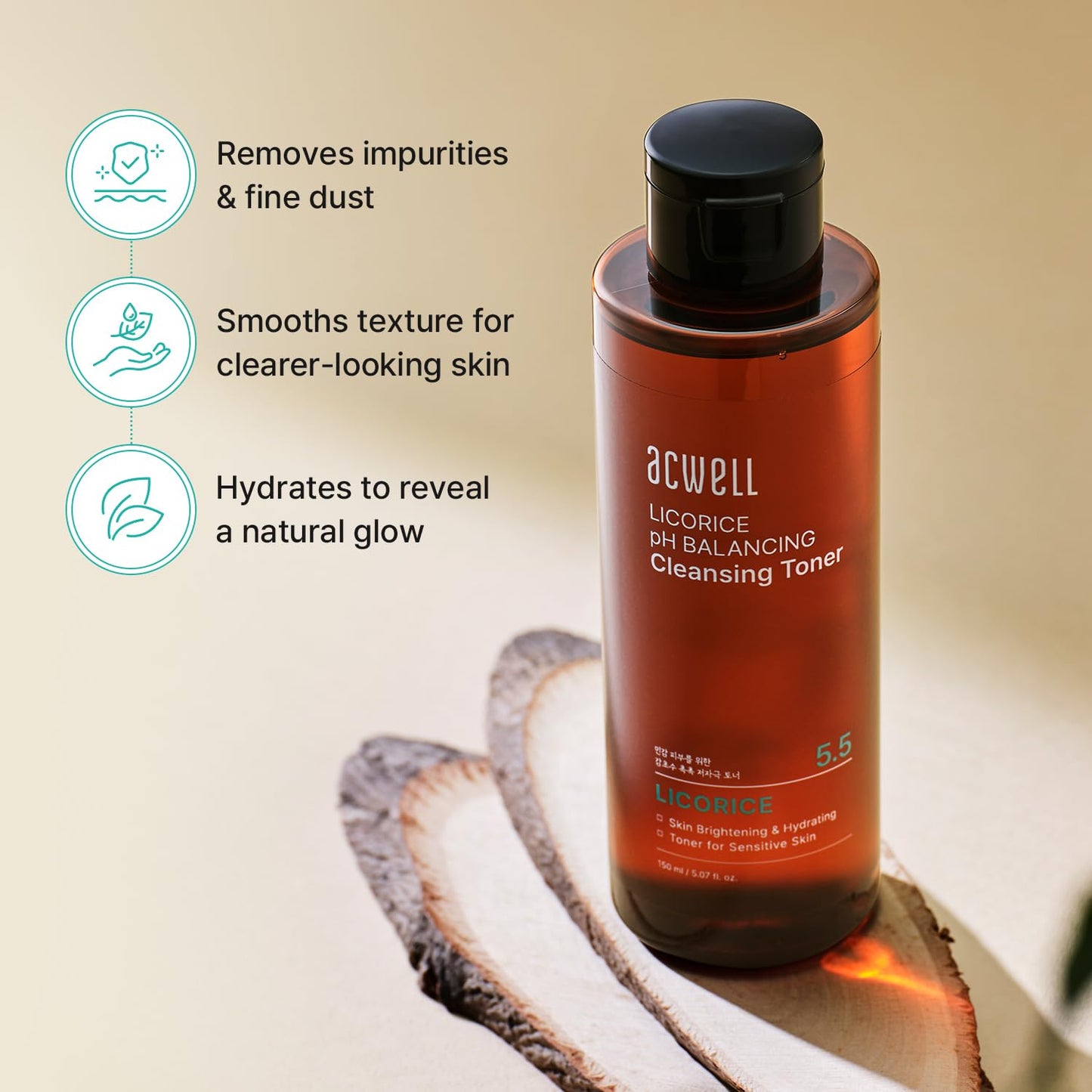 ACWELL Licorice pH 5.5 Balancing Cleansing Toner - Alcohol-Free Korean Face Toner and Astringent, Hydrating Clarifying Formula for Dull Beauty & Personal Care ACWELL