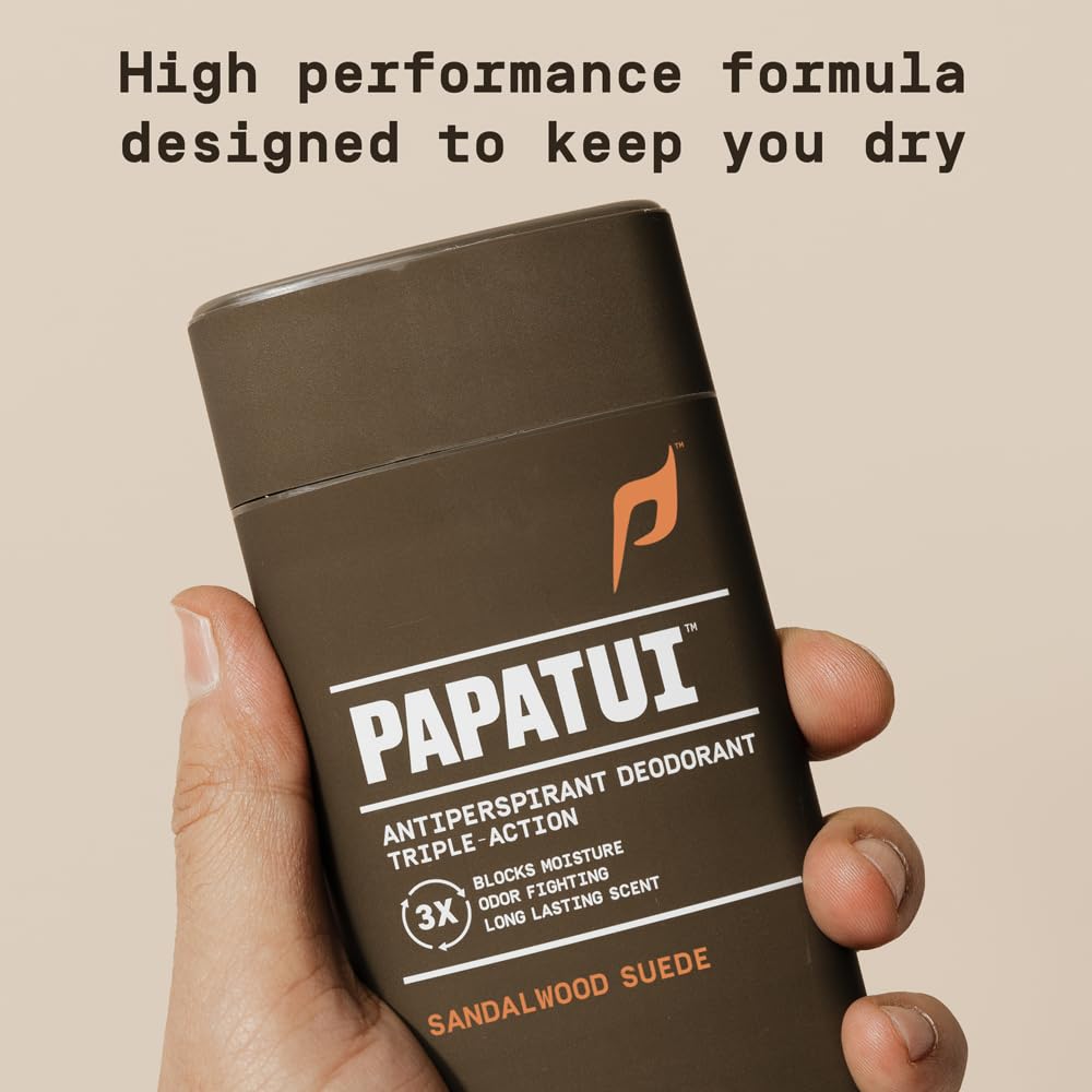 PAPATUI by Dwayne Johnson Triple Action Antiperspirant for Men - Sweat Control, Odor Neutralizer & Skin Nourishing - Sandalwood Suede - 2.6 oz Beauty and Personal Care PAPATUI