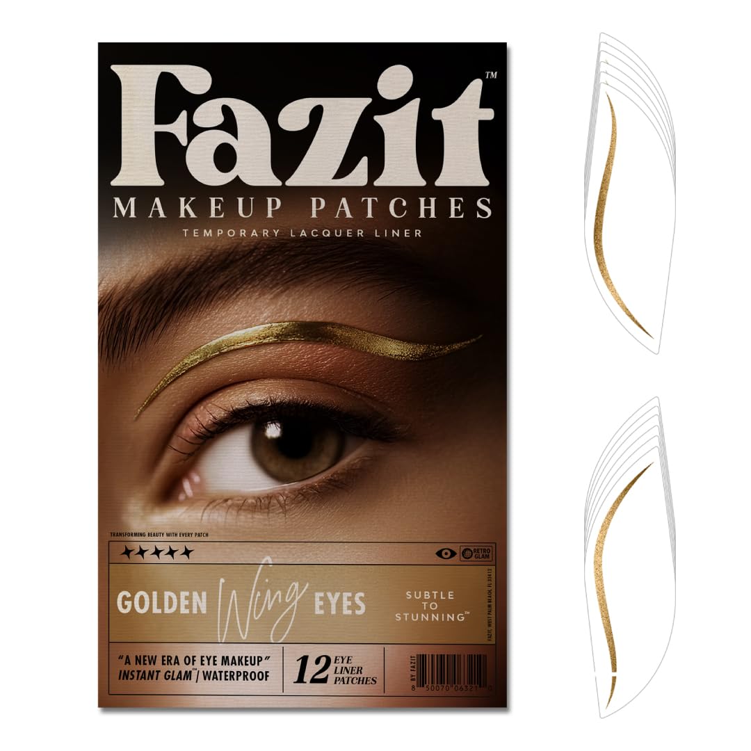 Fazit Makeup Patches - Golden Wing Eyes - Glow Up Make-Up Patches - Cute Glitter Makeup Accessories For Women - Cosmetic Glitter For Face Beauty & Personal Care Fazit