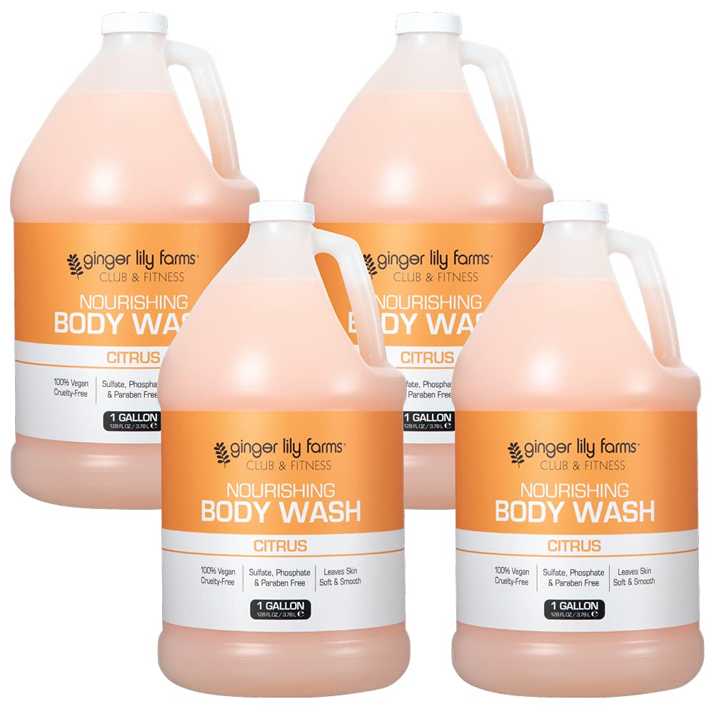 Ginger Lily Farms Club & Fitness Nourishing Body Wash, 100% Vegan & Cruelty-Free, Citrus Scent, 1 Gallon Refill (Pack of 4) Beauty & Personal Care Ginger Lily Farms