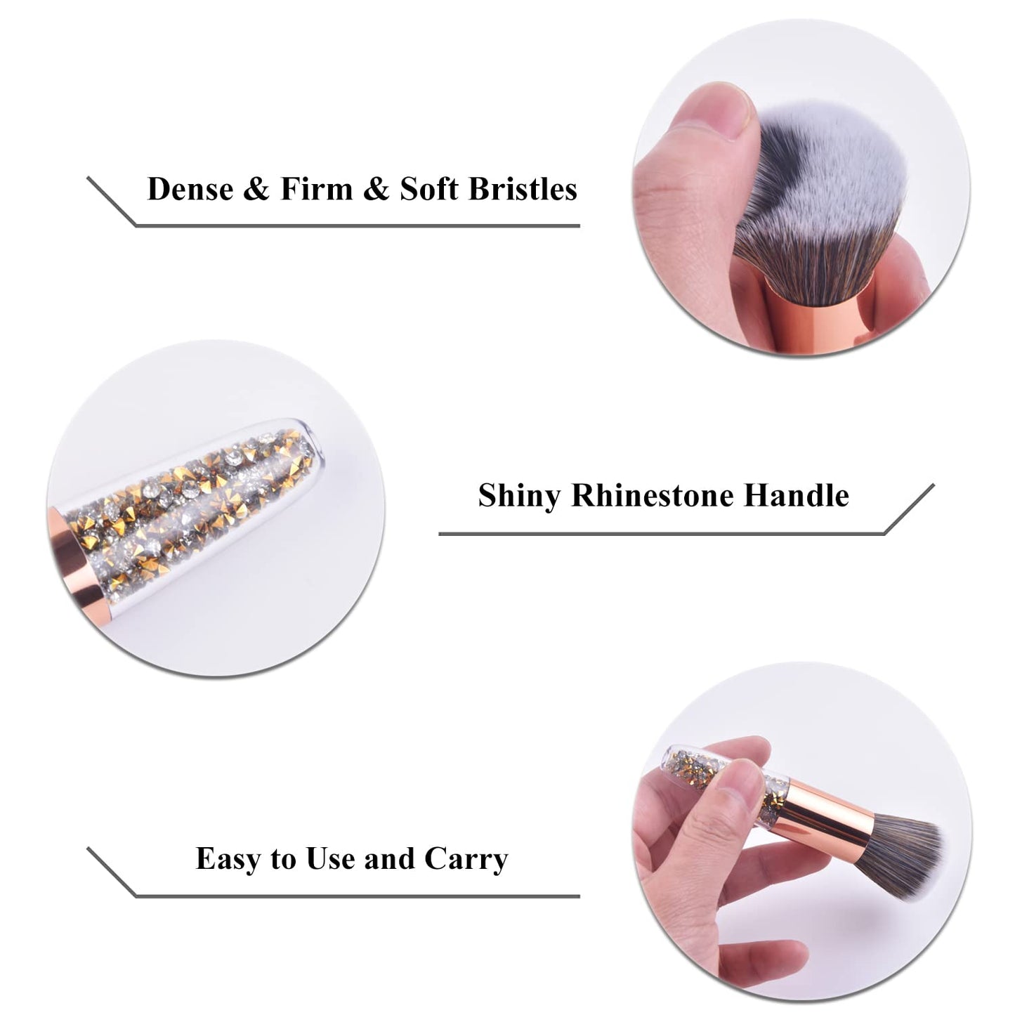 Ycyan Nail Art Dust Powder Remover Brush Rhinestone Handle Nail Art Dust Cleaner Brush Professional Nail Art Tool for Acrylic Gel Nails Beauty & Personal Care Ycyan