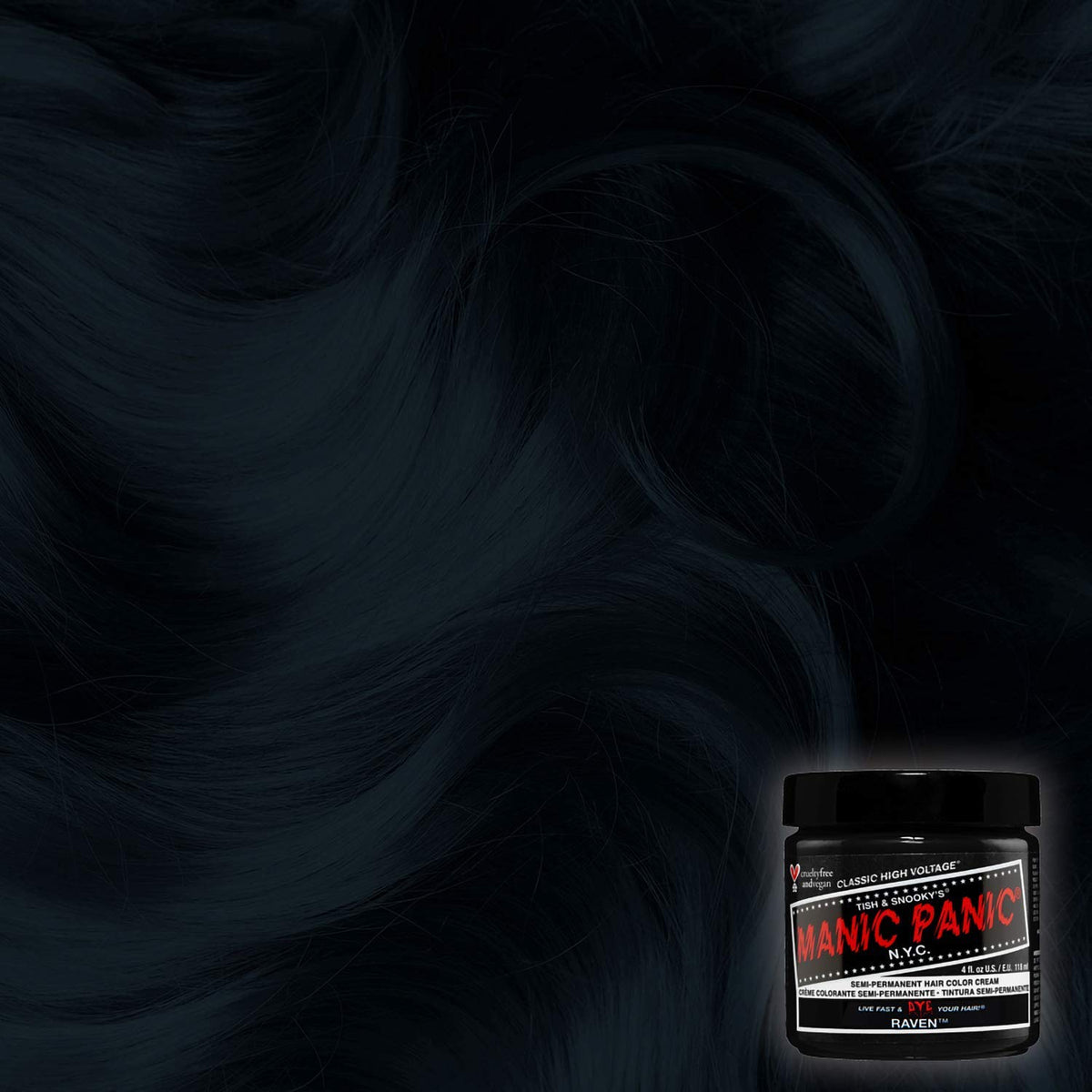 MANIC PANIC Classic Raven Semi Permanent Hair Color - Cool-Toned Black Hair Dye for Women & Men That Lasts 4-6 Weeks - Vegan, Ammonia & Cruelty-Free Beauty & Personal Care MANIC PANIC