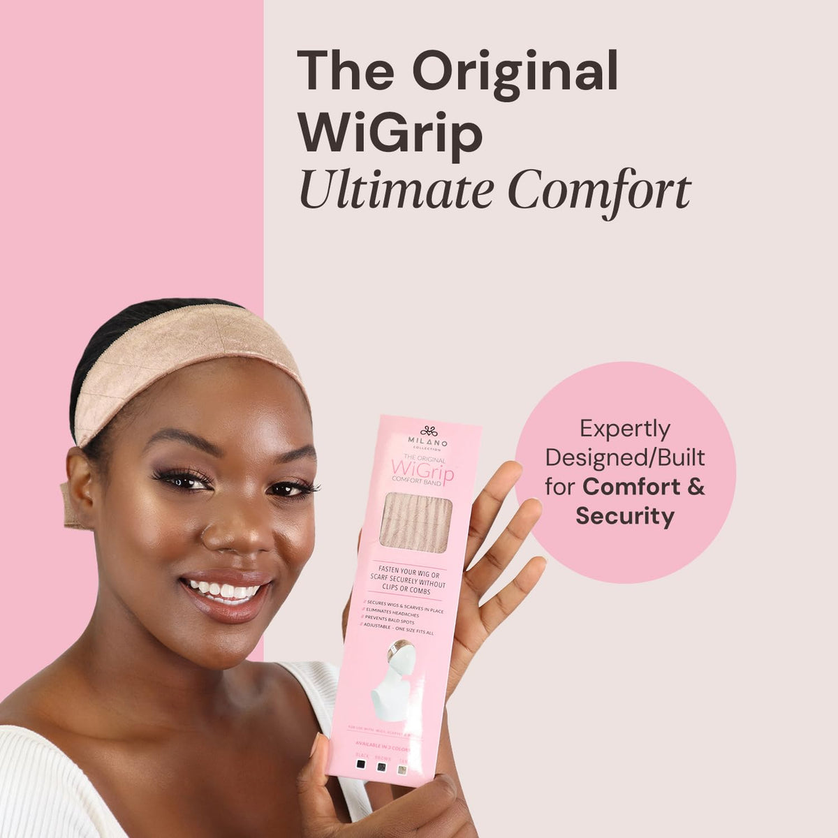 MILANO COLLECTION WiGrip, The Original Comfort Wig Grip Band, Adjustable Band for Glueless Support, Non-Slip Wig Grip Headbands, Tension-Free, One