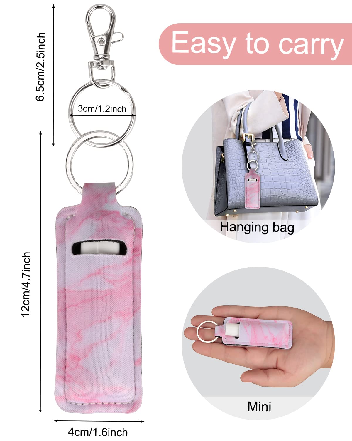Meiiy Chapstick Holder Lip balm Holder Lipstick Sleeve Pouch Lip Gloss Holder With Hook 3 Pcs Marble Stocking Stuffers Gift for Women (3pcs) Beauty & Personal Care Meiiy