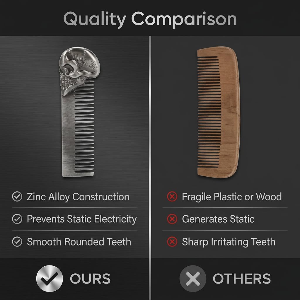 Beard Comb Beard Mustache Pocket Comb Hair Comb for Men Zinc Alloy Hair Brush Mustache and Beard Styling Tool for Home Salon (silver) Beauty and Personal Care Dioche