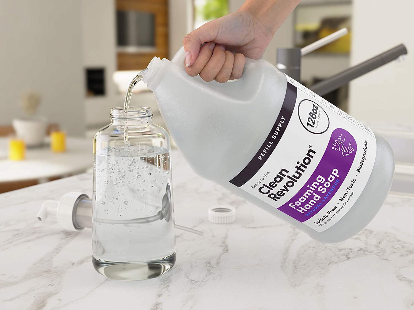 Clean Revolution Foaming Hand Soap Refill Supply Container. Ready to Use Formula. Natural Lavender Fragrance, 128 Fl. Oz Beauty & Personal Care Clean Revolution