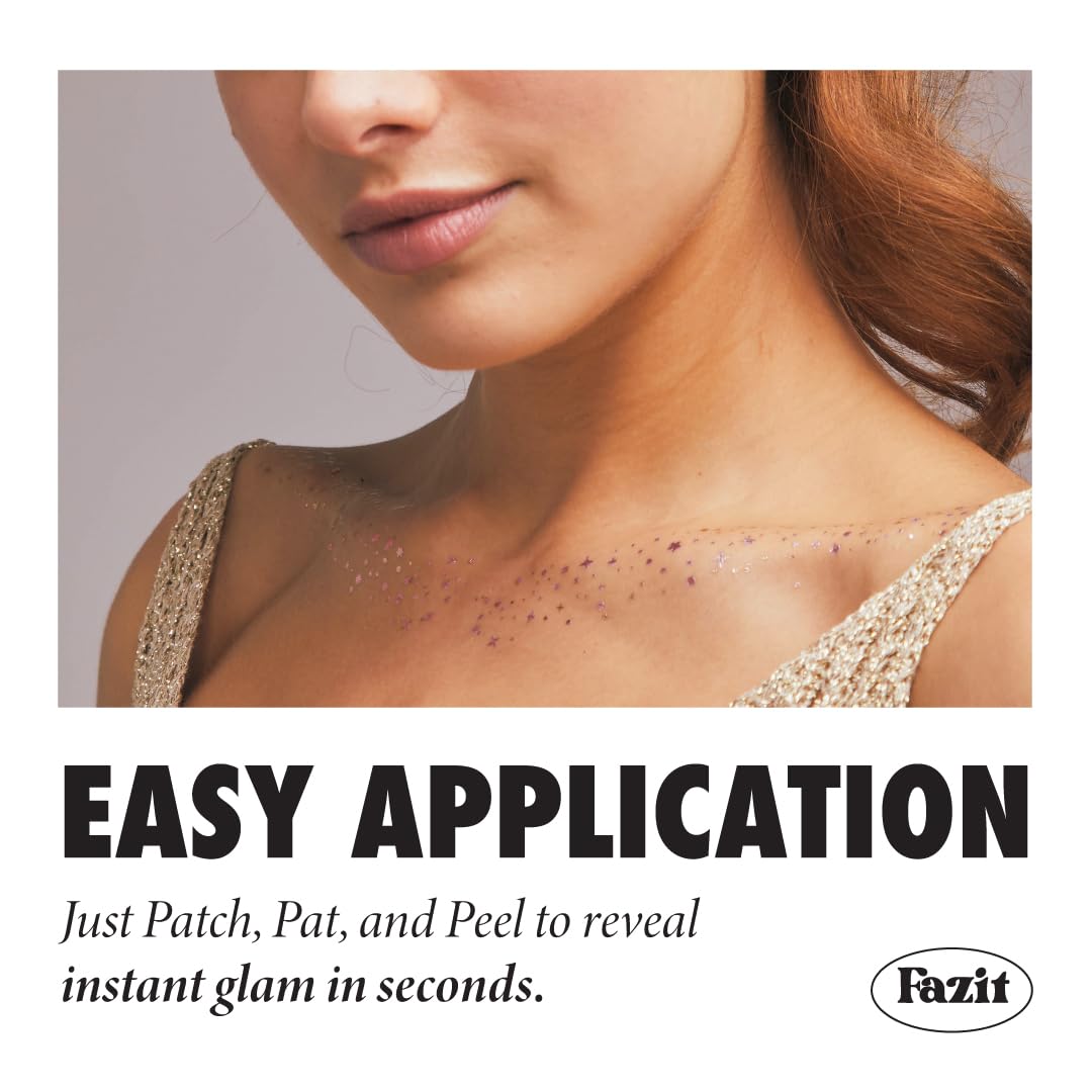 Fazit Makeup Patches - Rose Gold Decollatage Speckles - Glow Up Make-Up Patches - Cute Glitter Makeup Accessories For Women - Cosmetic Glitter Beauty & Personal Care Fazit