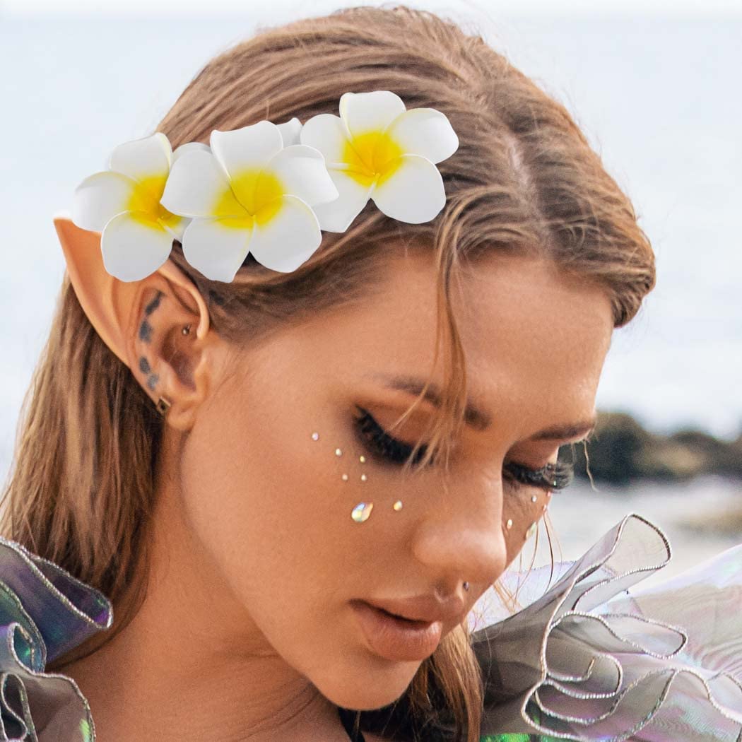 Zoestar Hawaii Flower Hair Clip Plumeria 3pcs Beach Hair Accessory for Women Beauty & Personal Care Zoestar