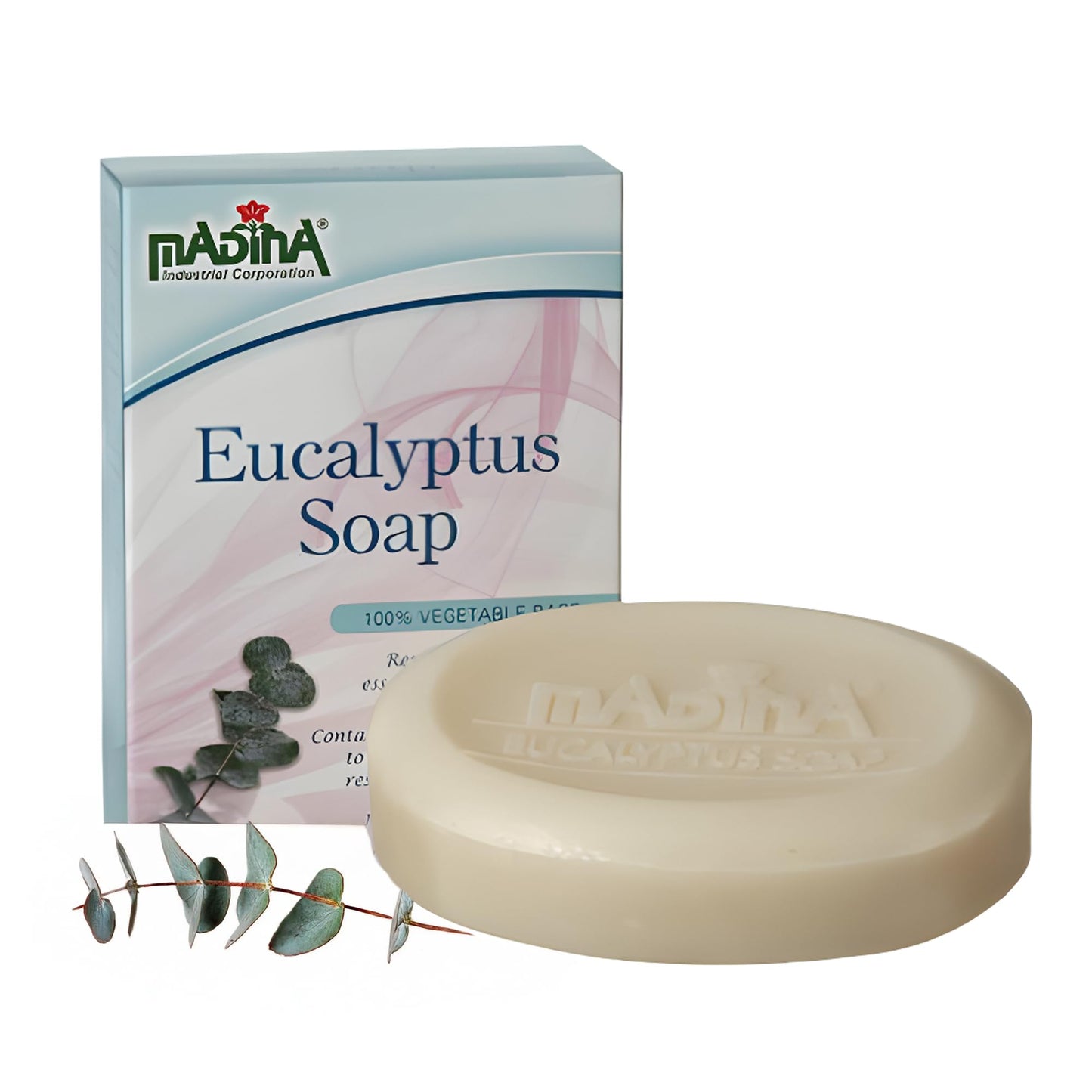 Madina Eucalyptus Soap Bar - Moisturizing, Invigorating, 100% Vegetable-Based, Cocoa Butter, Kava Kava Extract, Gentle Cleanser for Face & Body, 6 Beauty & Personal Care Madina