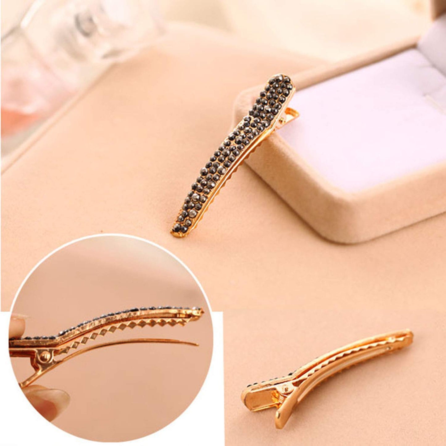 MIAO JIN 12 Pcs Rhinestone Pearls Alligator Hair Clips Duckbill Hairpins for Women's and Girls Hair Accessories Beauty & Personal Care MIAO JIN