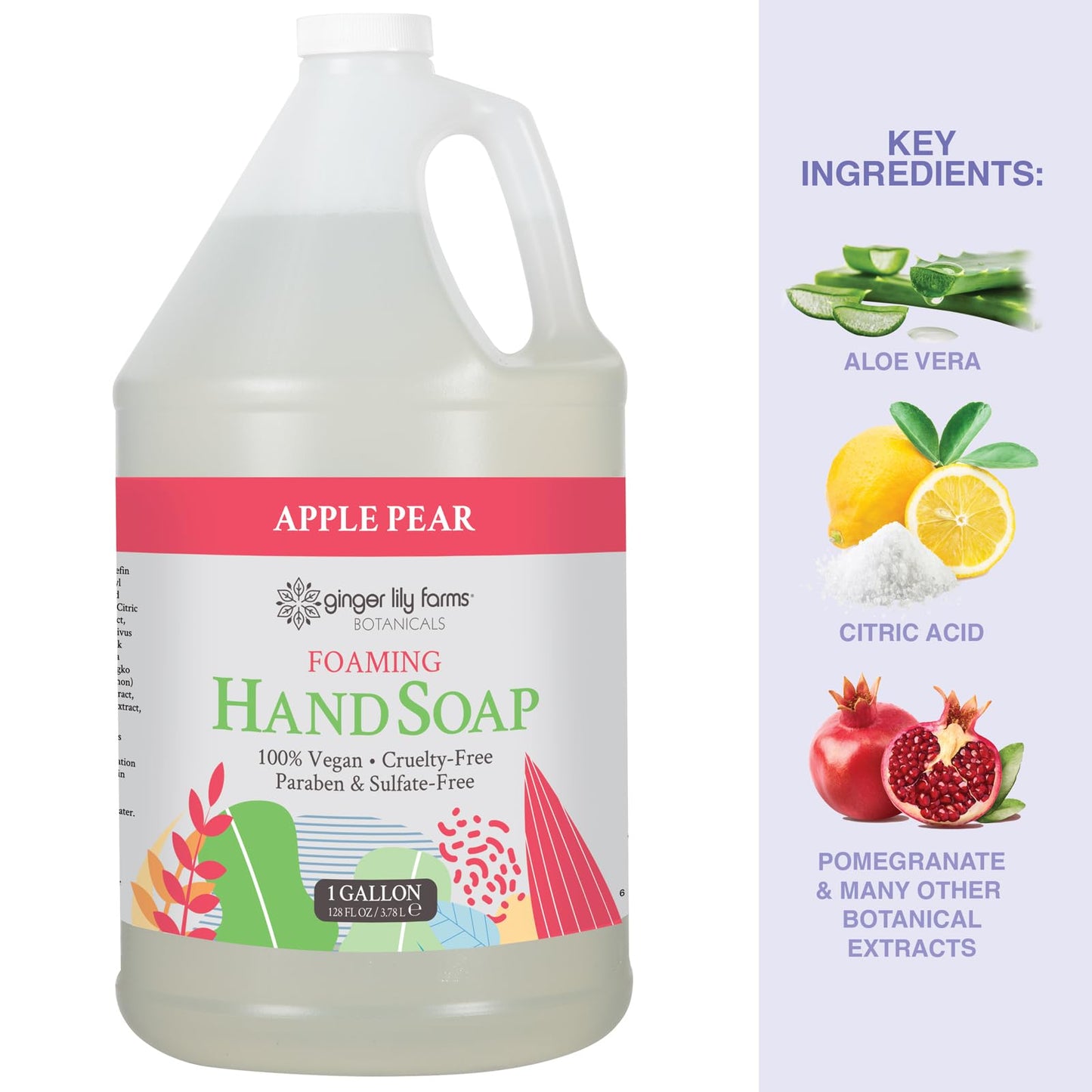 Ginger Lily Farms Botanicals All-Purpose Foaming Hand Soap Refill, 100% Vegan & Cruelty-Free, Apple Pear Scent, 1 Gallon (128 fl oz) Beauty & Personal Care Ginger Lily Farms