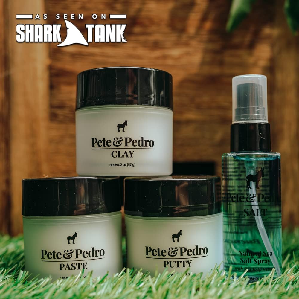 Pete & Pedro CORE FOUR HAIR KIT - Men's Hairstlying Best Of Set | Hair Clay, Paste, Putty, & Sea Salt Spray | As Seen on Shark Tank, 2 oz. Each Beauty & Personal Care Pete & Pedro
