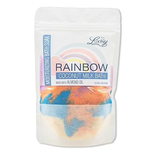Luxiny Vegan Milk Bath Soak Made with Coconut Milk Powder & Sweet Almond Oil Which Creates A Bath Bomb Dust Soothing Fizz, 8oz (Rainbow) Beauty & Personal Care Luxiny