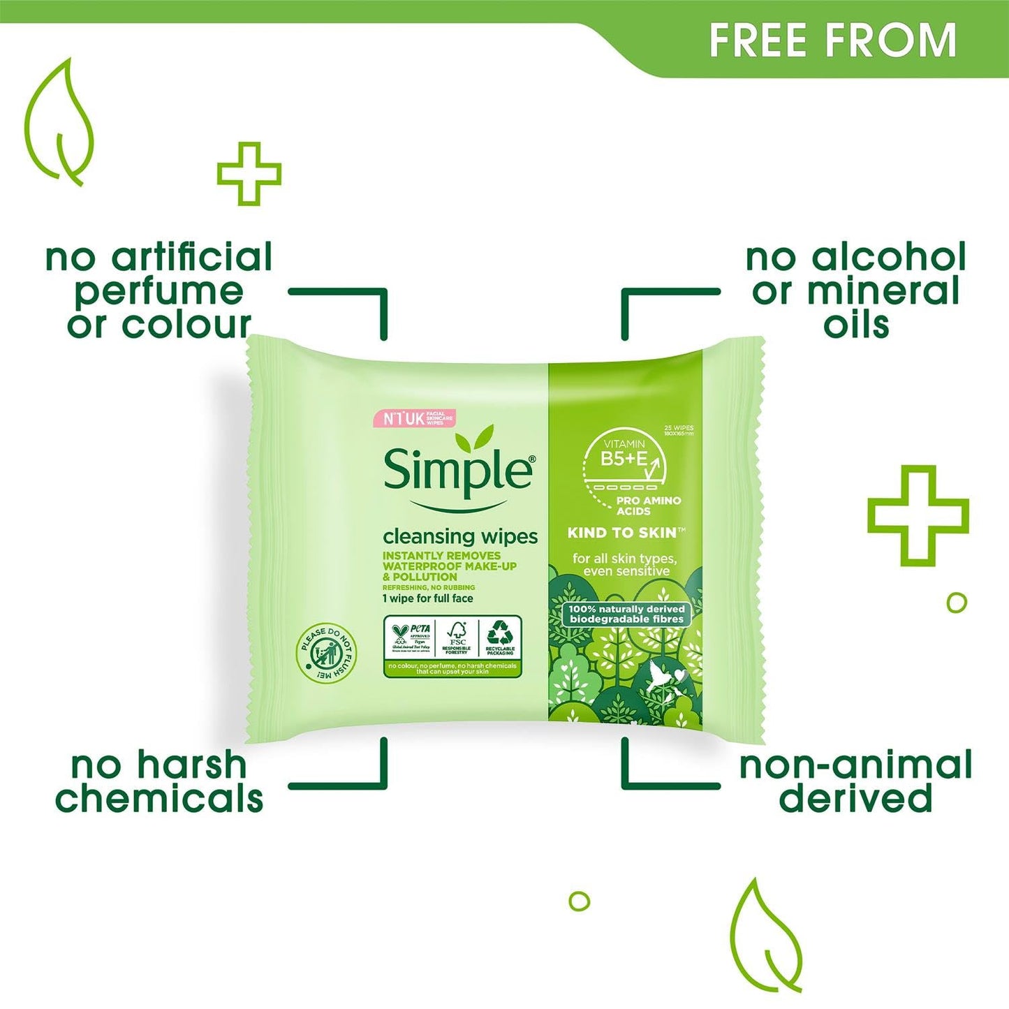 Simple Kind To Skin Cleansing Facial Wipes - 25 Wipes Beauty & Personal Care Simple
