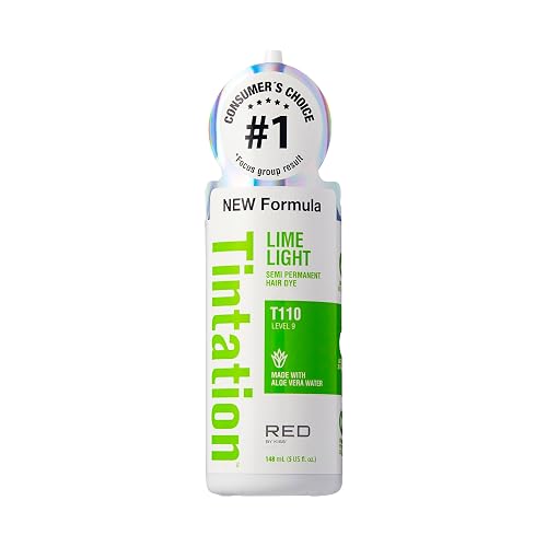 Red by Kiss Tintation Semi-Permanent Hair Color, Aloe Vera Water Based, Argan Oil, Olive Oil, Collagen & Keratin, Long-Lasting Color Dye (Lime Light Beauty & Personal Care Red By Kiss