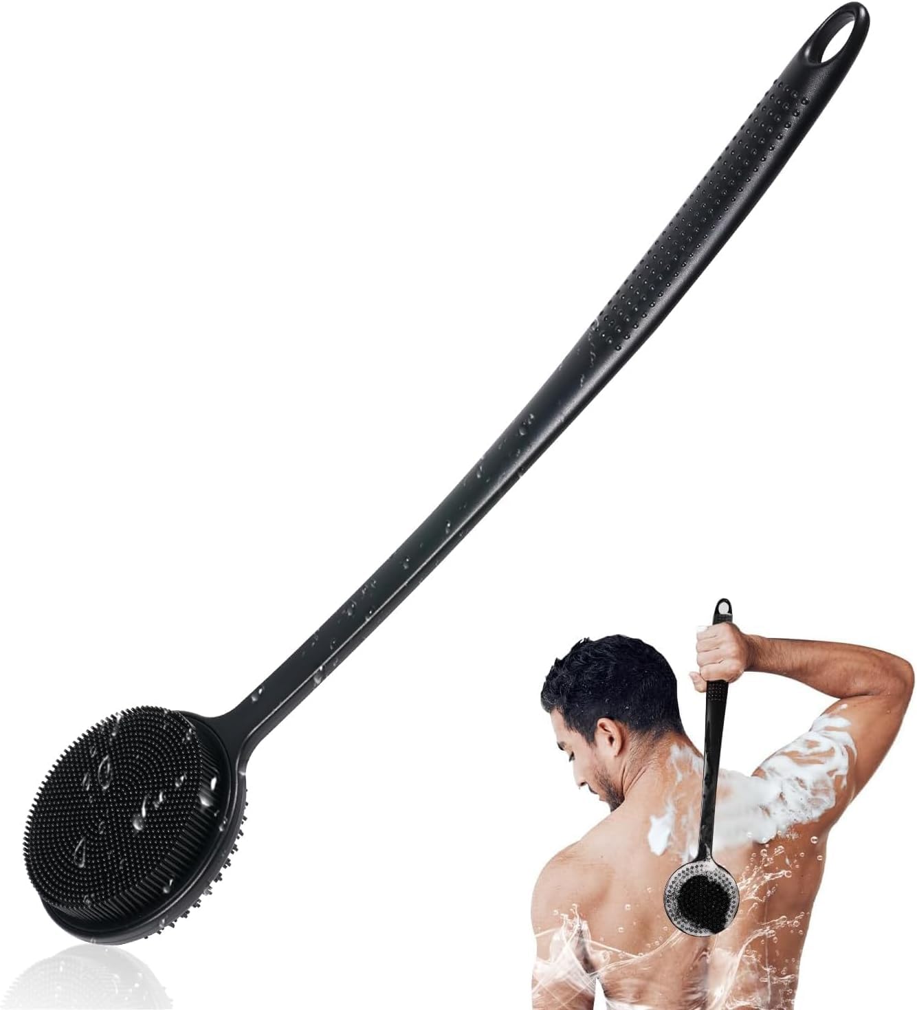 Silicone Back Scrubber for Shower, 17in Lengthen Long Handle Body Brush, Double Sided Shower Brush for Shower Exfoliating and Massage Can Produce Rich Beauty and Personal Care VWMYQ