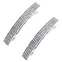 Meisuitd Crystal Hair Barrette 2 Pcs Sparkly Rhinestone Hair Clip French Design Bridal Fashion Gorgeous Bling Rhinestone Hair Clips Ponytail Holder Beauty & Personal Care Meisuitd
