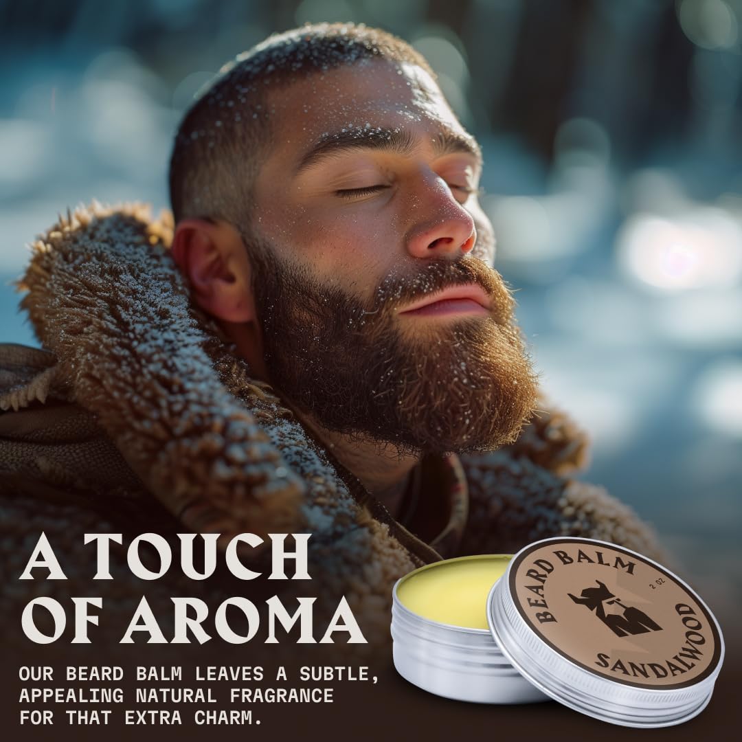 Striking Viking Beard Balm for Men - Sandalwood Scent, 2 Ounces - Leave in Beard Conditioner & Styling Balm - Made with Naturally Derived Argan Beauty & Personal Care Striking Viking