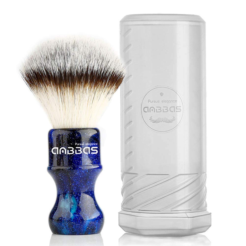 Anbbas Synthetic Badger Shaving Brush with Resin Handle,Nylon Bristles Hair Lathering Foam Brush for Men Travel Professional Wet Shaving(Blue,24 mm Beauty and Personal Care Anbbas