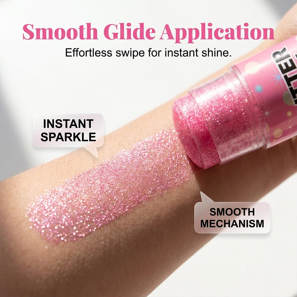 4th of July Patriotic Body Glitter Stick, Red White Blue Face Glitter Stick Makeup for Womens Body Hair Face Fourth Outfit Party Festival Football Beauty & Personal Care SundownAura