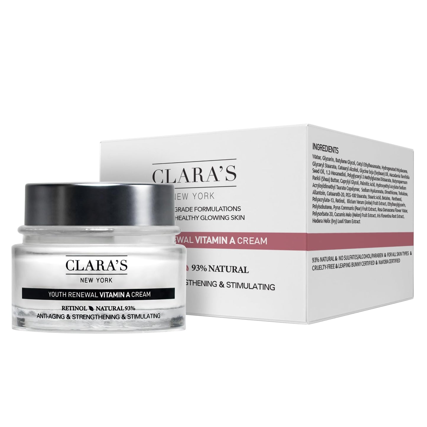 CLARA'S NEW YORK Youth Renewal Retinol (Vitamin A) Facial Cream for Anti-aging, Reducing wrinkles - Rich, Non-sticky, Fast-absorbing Formula, 50ml Beauty & Personal Care CLARA'S NEW YORK