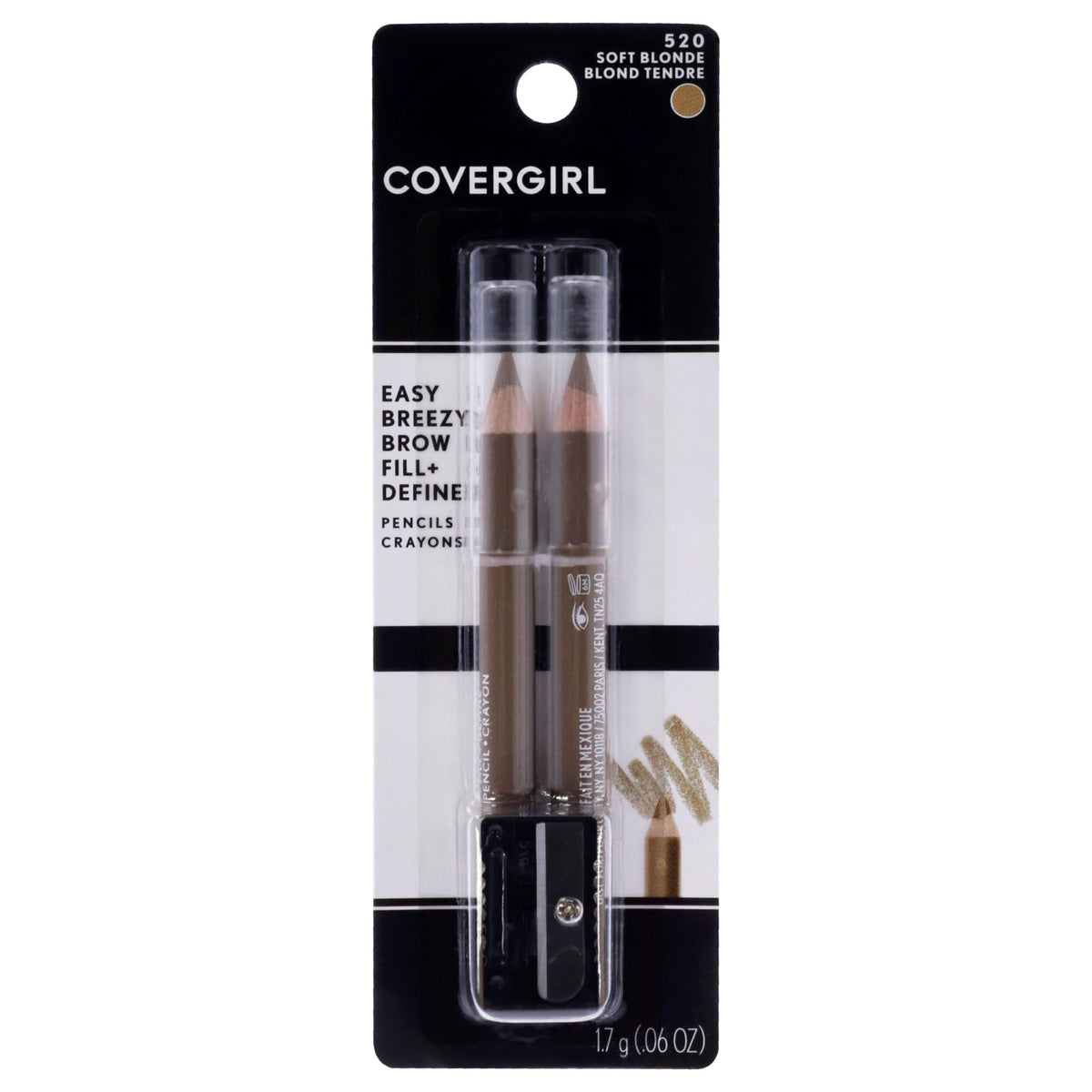 COVERGIRL - Easy Breezy Brow Fill + Define Brow Pencil, Sharpener Included, Long-Lasting, Deeply Pigmented, Blendable Formula, 100% Cruelty-Free Beauty & Personal Care COVERGIRL