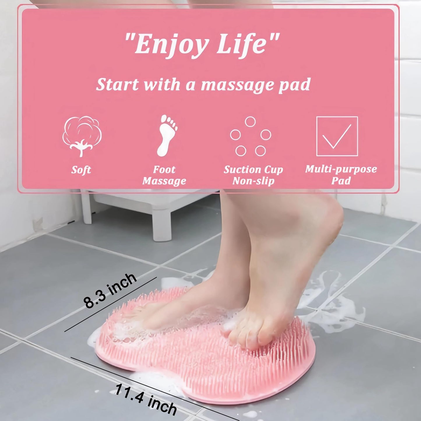 VALWORD 2-Pack Shower Foot Scrubber Mat for Seniors, Men, Women Beauty and Personal Care VALWORD