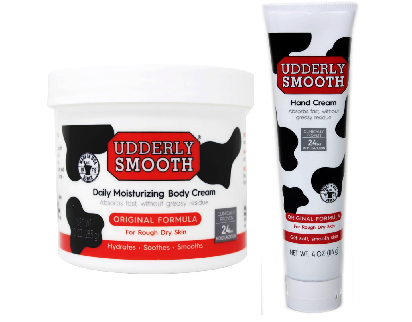 Udderly Smooth Hand Cream and Body Cream Bundle, Fast-Absorbing 24-Hour Moisturization, Original Formula for Rough Dry Skin, 4 oz Hand Cream + 10 oz Beauty & Personal Care UDDERLY SMOOTH
