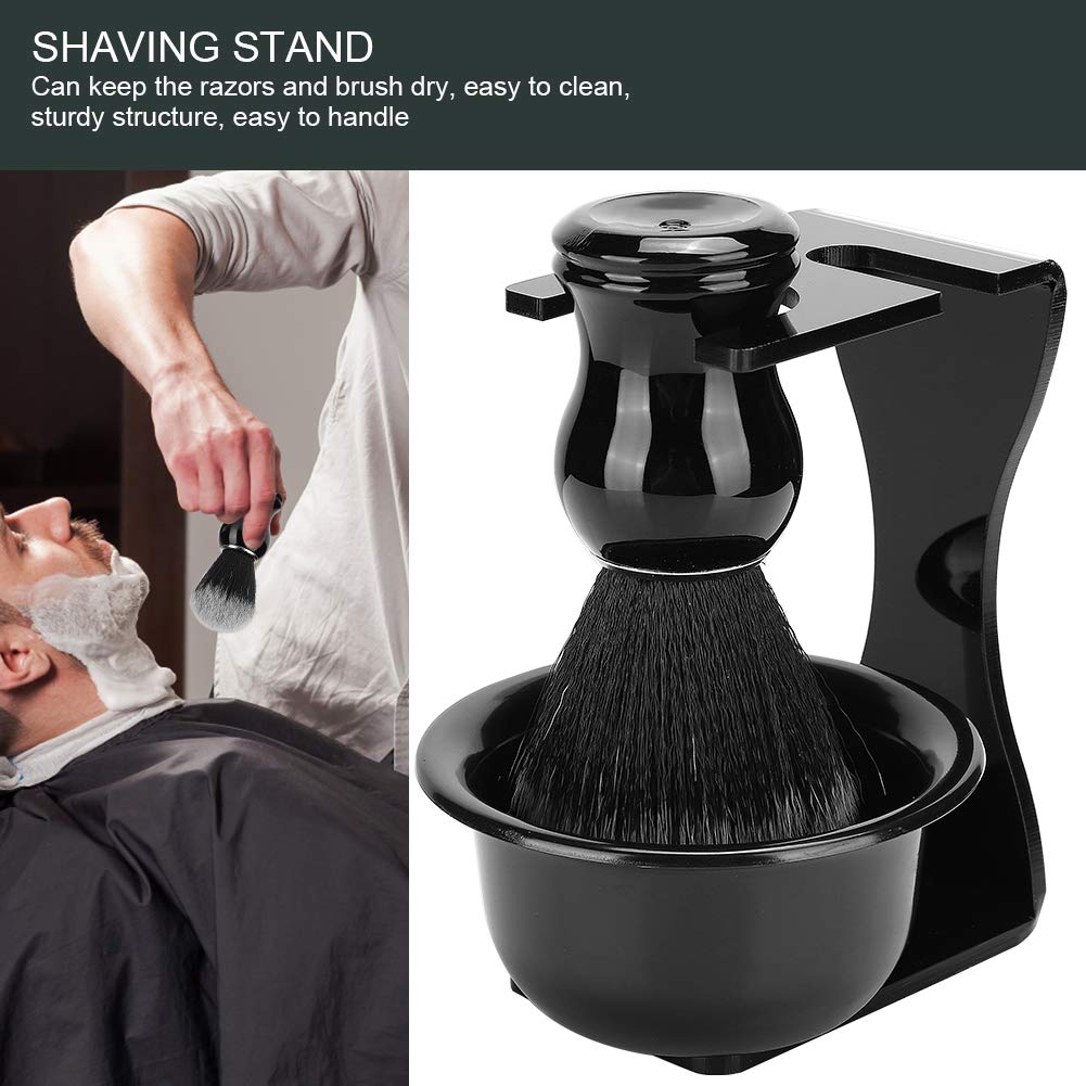 Men's Shaving Brush Set, 3 in 1 Kit with Hair Shaving Brush Soap Bowl Acrylic Holder Stand Home Barber Gift Beauty and Personal Care Yosoo Health Gear