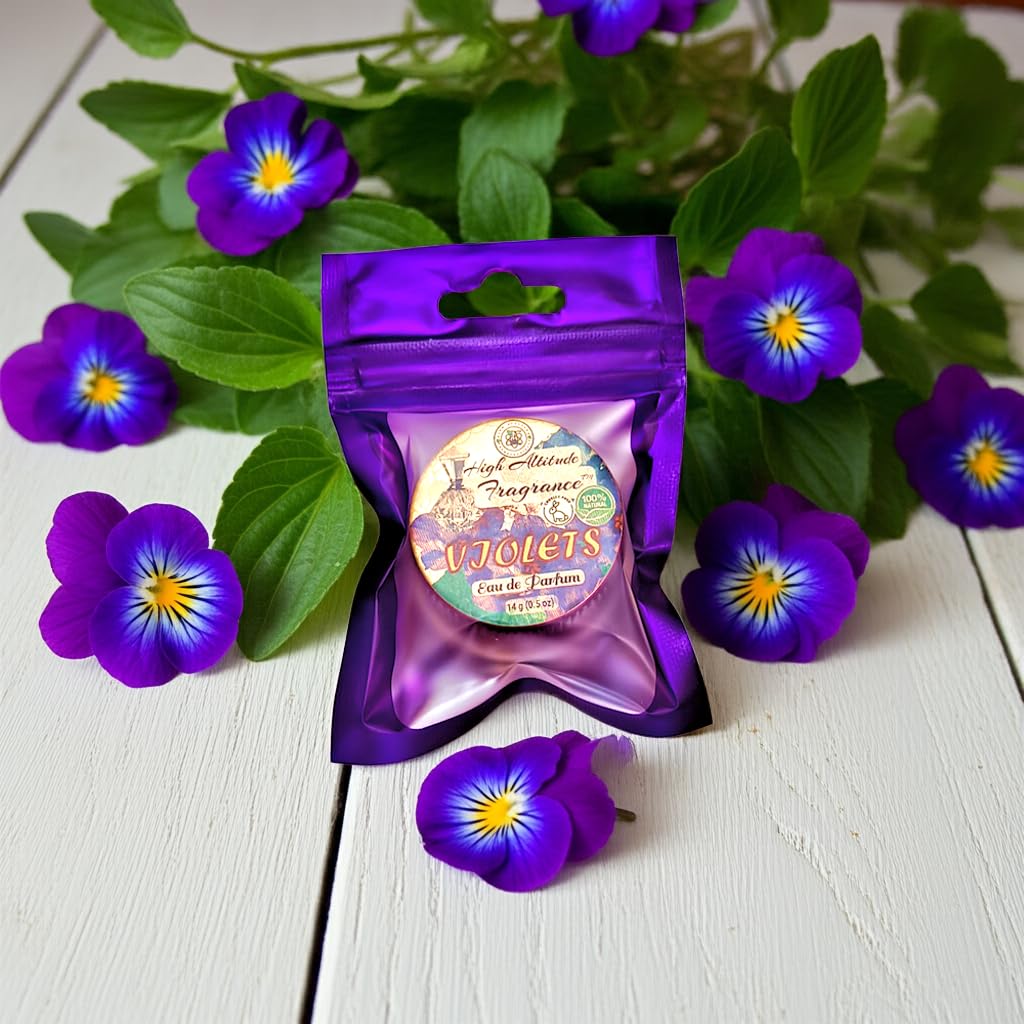 VIOLETS Perfume - Eau de Parfum - Solid Balm - Natural Essential Oils Aromatherapy Fragrance (Viola Odorata, Orris, Lavender, Heliotrope, Hyacinth Beauty & Personal Care HIGH ALTITUDE ORGANICS