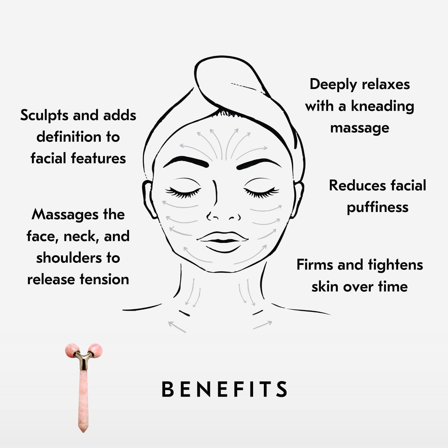 Mount Lai Rose Quartz Tension Melting Facial Massager for Face & Neck - Face Roller to Relieve Tension, Soothe Stress, Improve Circulation & Enhance Beauty & Personal Care Mount Lai