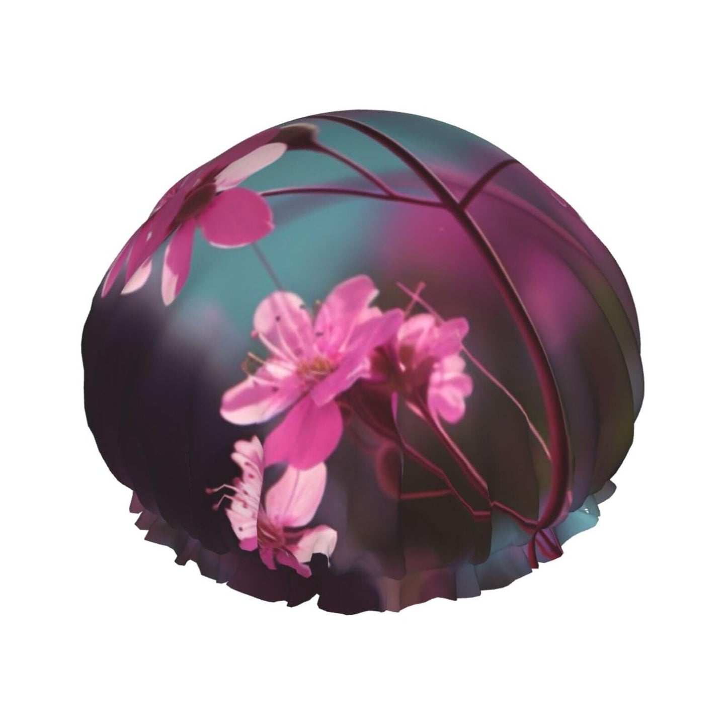 Small Flowers Shower Cap for Women Men Double Layer Waterproof Bath Cap Elastic Reusable Shower Hat Bath Hair Wrap Hat Washable Shower Bonnet for Long Beauty and Personal Care QSMJKLD