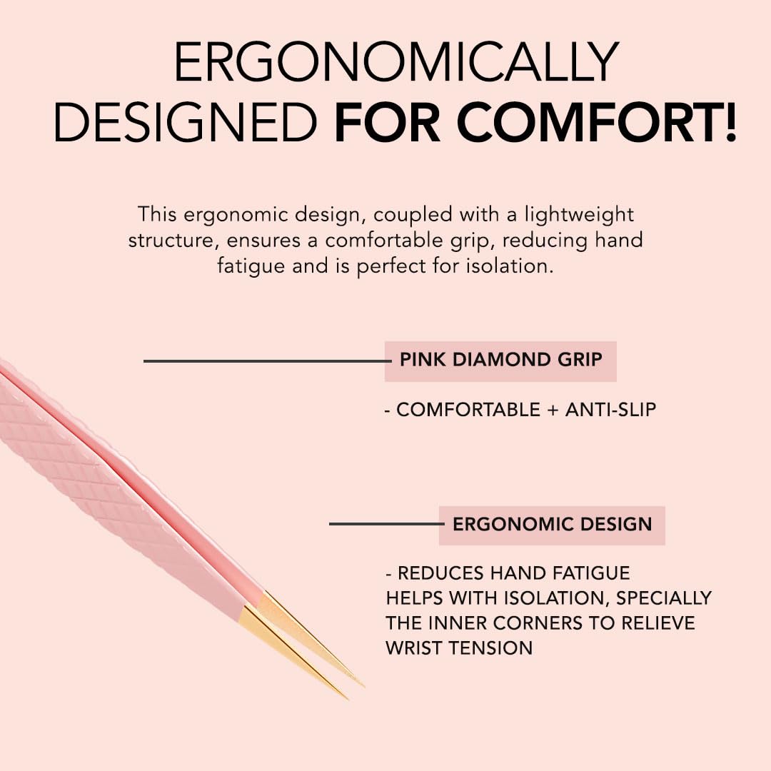KIARA SKY LASH Tweezer for Eyelash Extensions - Precision Fiber Tip Grip - Volume, Mega Volume, and Lash Removal Fills - Comfortable Ergonomic Design Beauty and Personal Care KIARA SKY