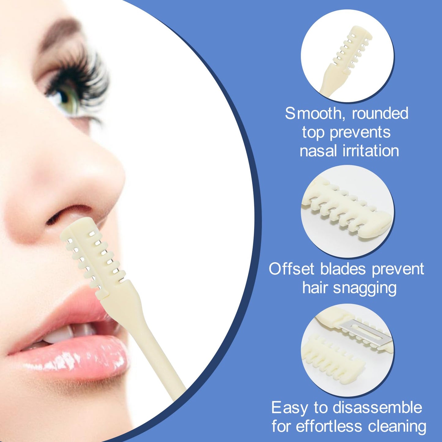 20 Pcs Reusable Nose Hair Trimmer, 2-in-1 Manual Nasal Hair Remover Tool for Men and Women, 360° Nostril Hairs Remover Tool, 3.2 x 0.36 Inch Compact Beauty and Personal Care Rimoev