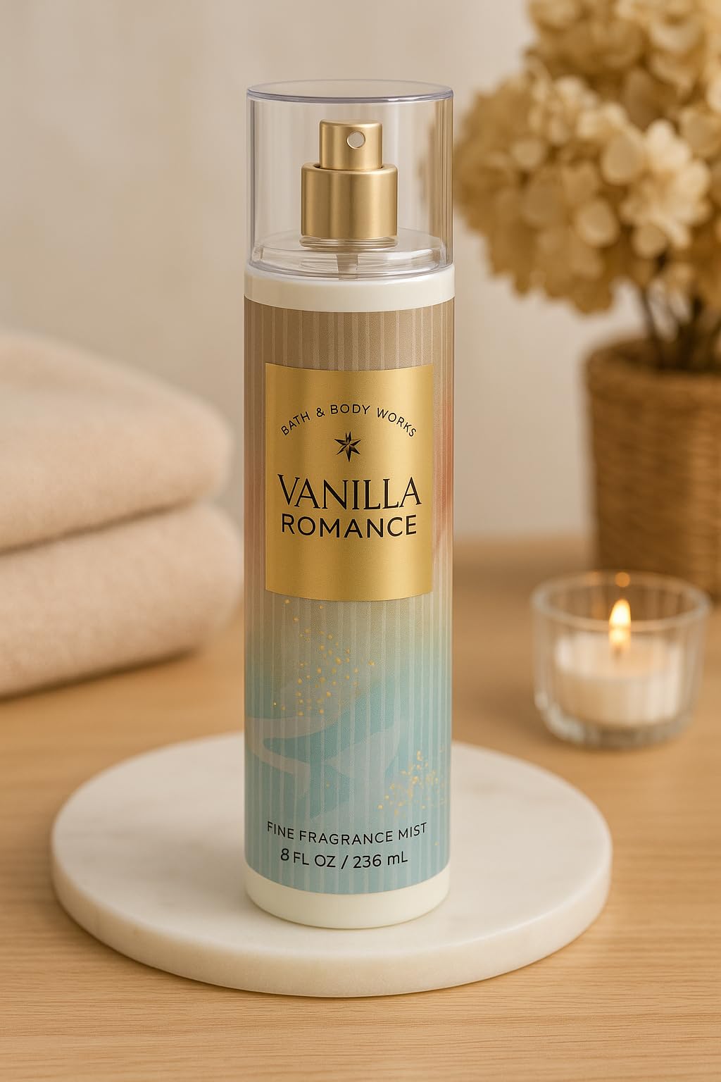 Bath & Body Works Vanilla Romance Fine Fragrance Mist 8 fl oz - Sweet Vanilla, Jasmine Petals & Amber Blend - Body Spray for Women & Men - Light Beauty & Personal Care Bath & Body Works