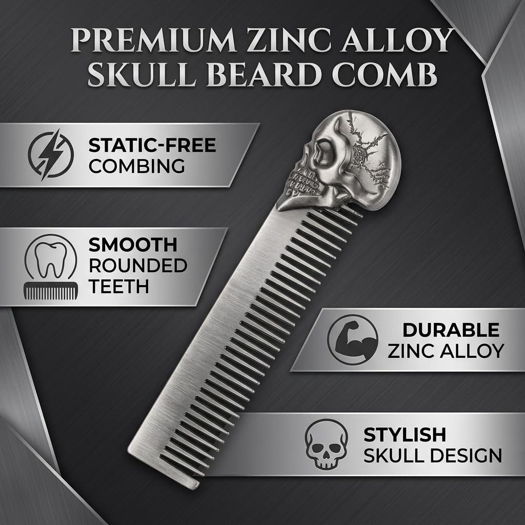Beard Comb Beard Mustache Pocket Comb Hair Comb for Men Zinc Alloy Hair Brush Mustache and Beard Styling Tool for Home Salon (silver) Beauty and Personal Care Dioche